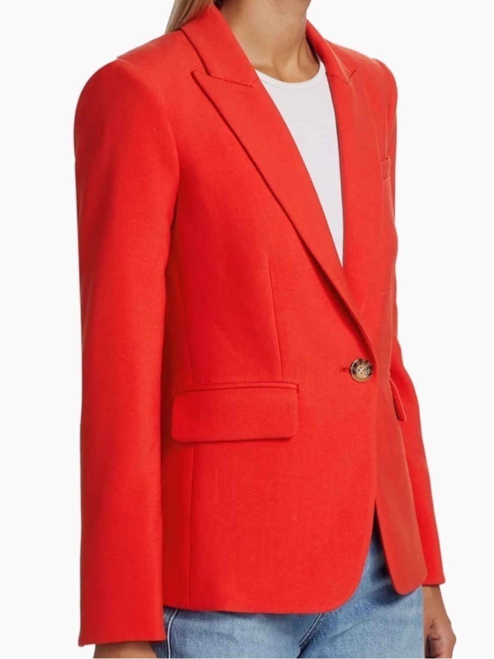 Veronica Beard Crepe Cutaway Dickey Jacket in Flame - Picture 2 of 8